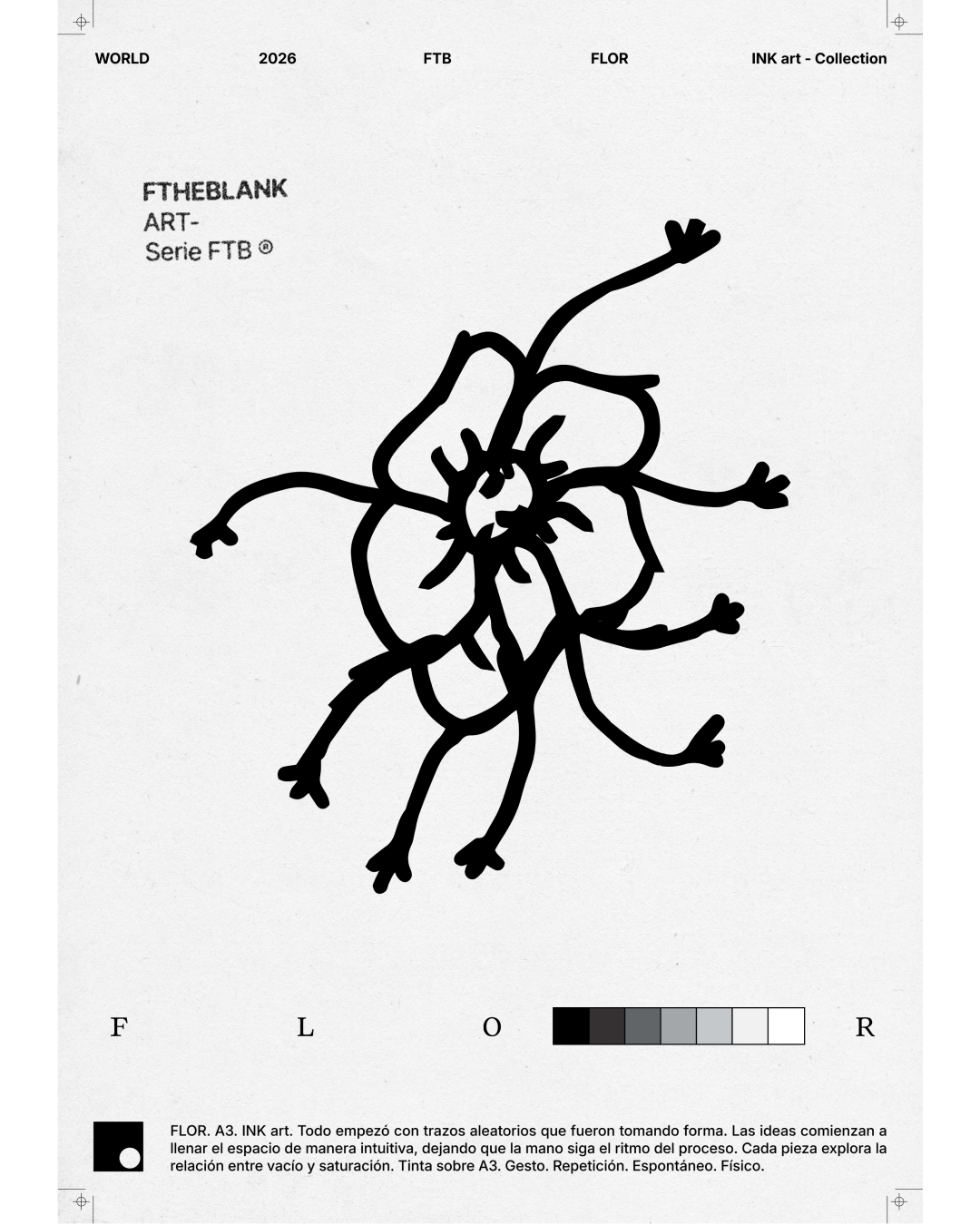 Lámina de Arte "FLOR" - Serie FTB, Ilustración de Tinta Estilo Minimalista y Urbano