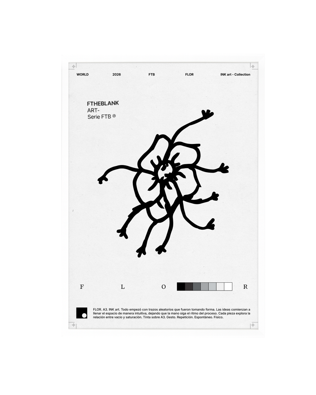 Lámina de Arte "FLOR" - Serie FTB, Ilustración de Tinta Estilo Minimalista y Urbano