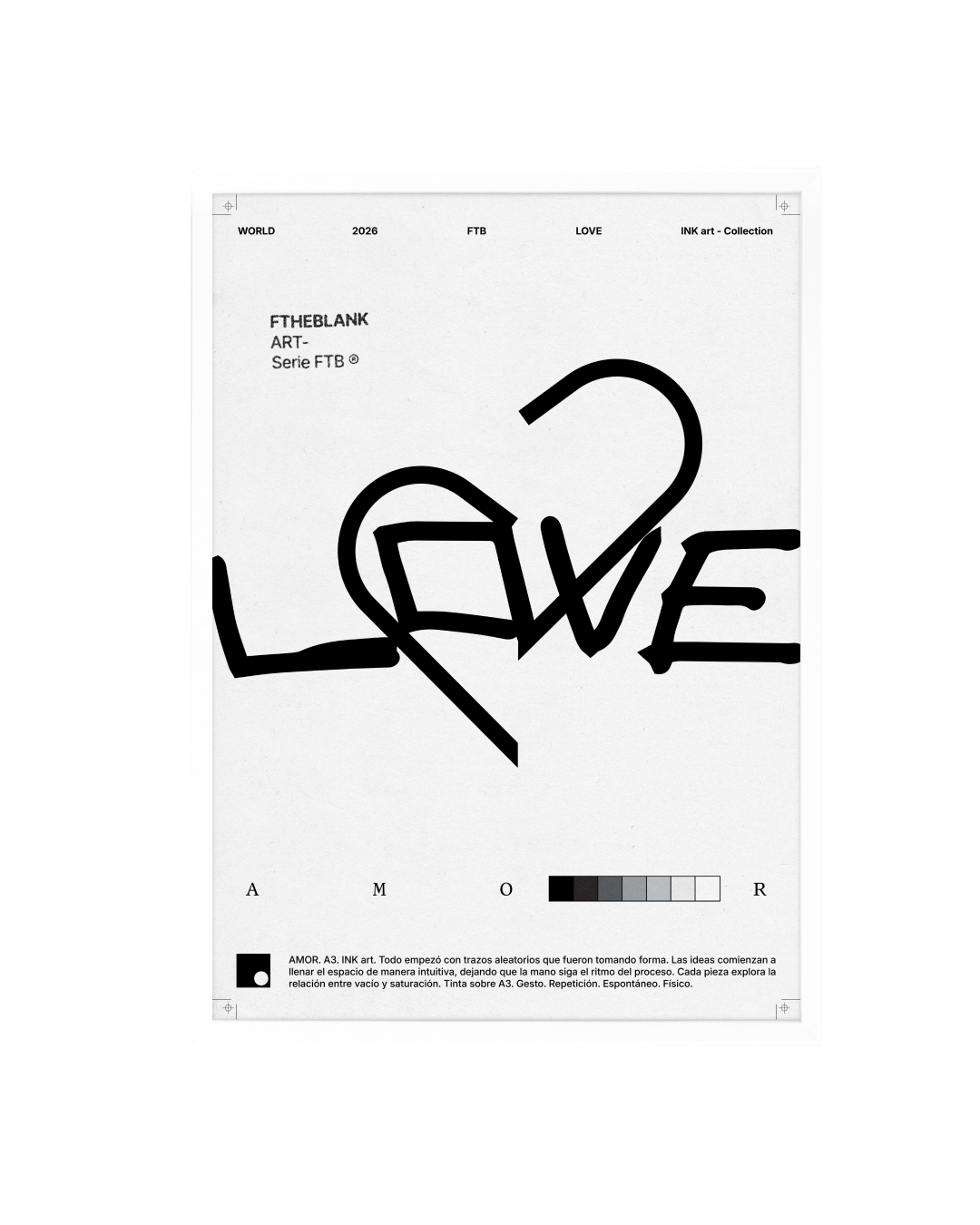 Lámina de Arte "LOVE" - Serie FTB, Ilustración de Tinta Estilo Minimalista y Urbano