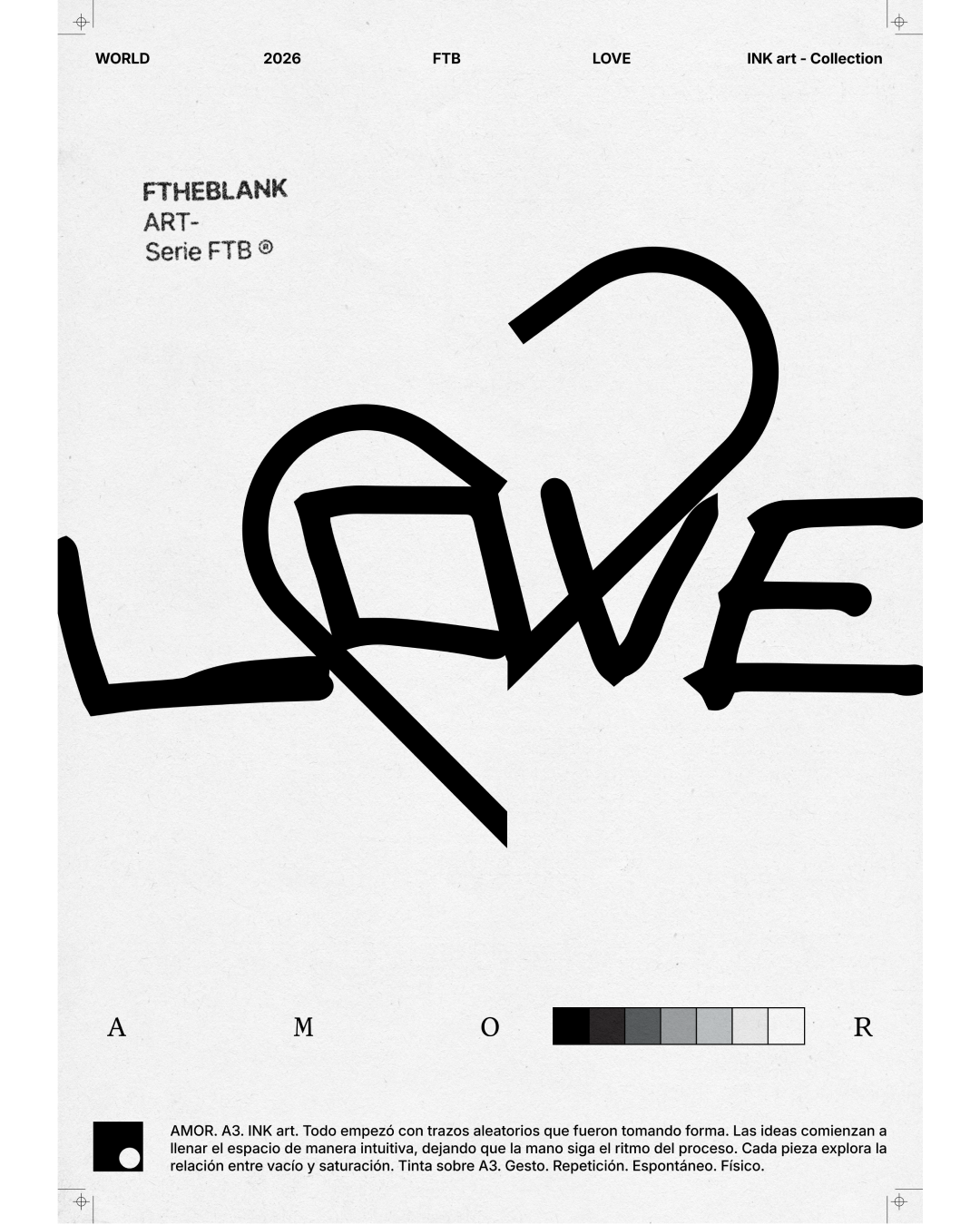 Lámina de Arte "LOVE" - Serie FTB, Ilustración de Tinta Estilo Minimalista y Urbano