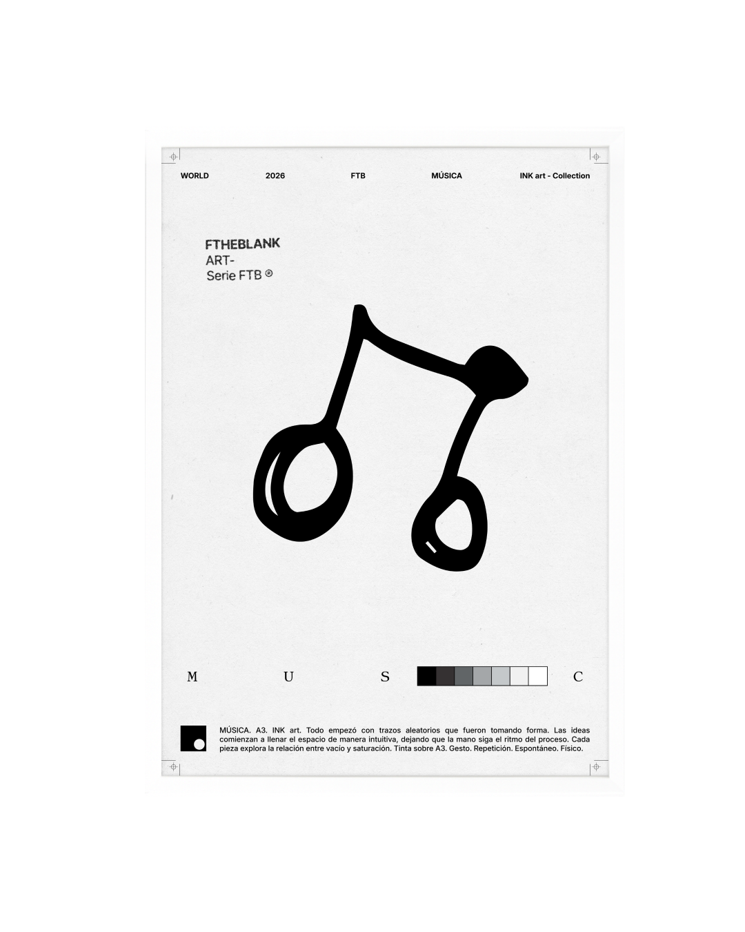 Lámina de Arte "MUSICA" - Serie FTB, Ilustración de Tinta Estilo Minimalista y Urbano