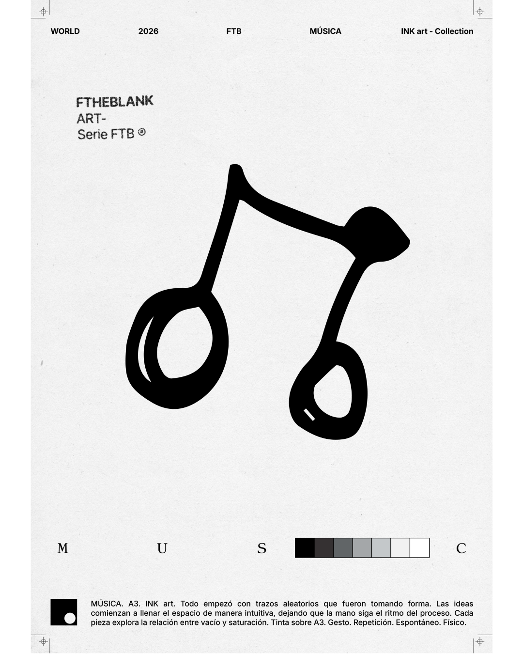 Lámina de Arte "MUSICA" - Serie FTB, Ilustración de Tinta Estilo Minimalista y Urbano