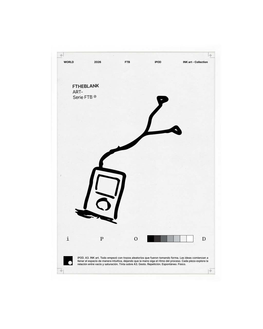 Lámina de Arte "iPOD" - Serie FTB, Ilustración de Tinta Estilo Minimalista y Urbano