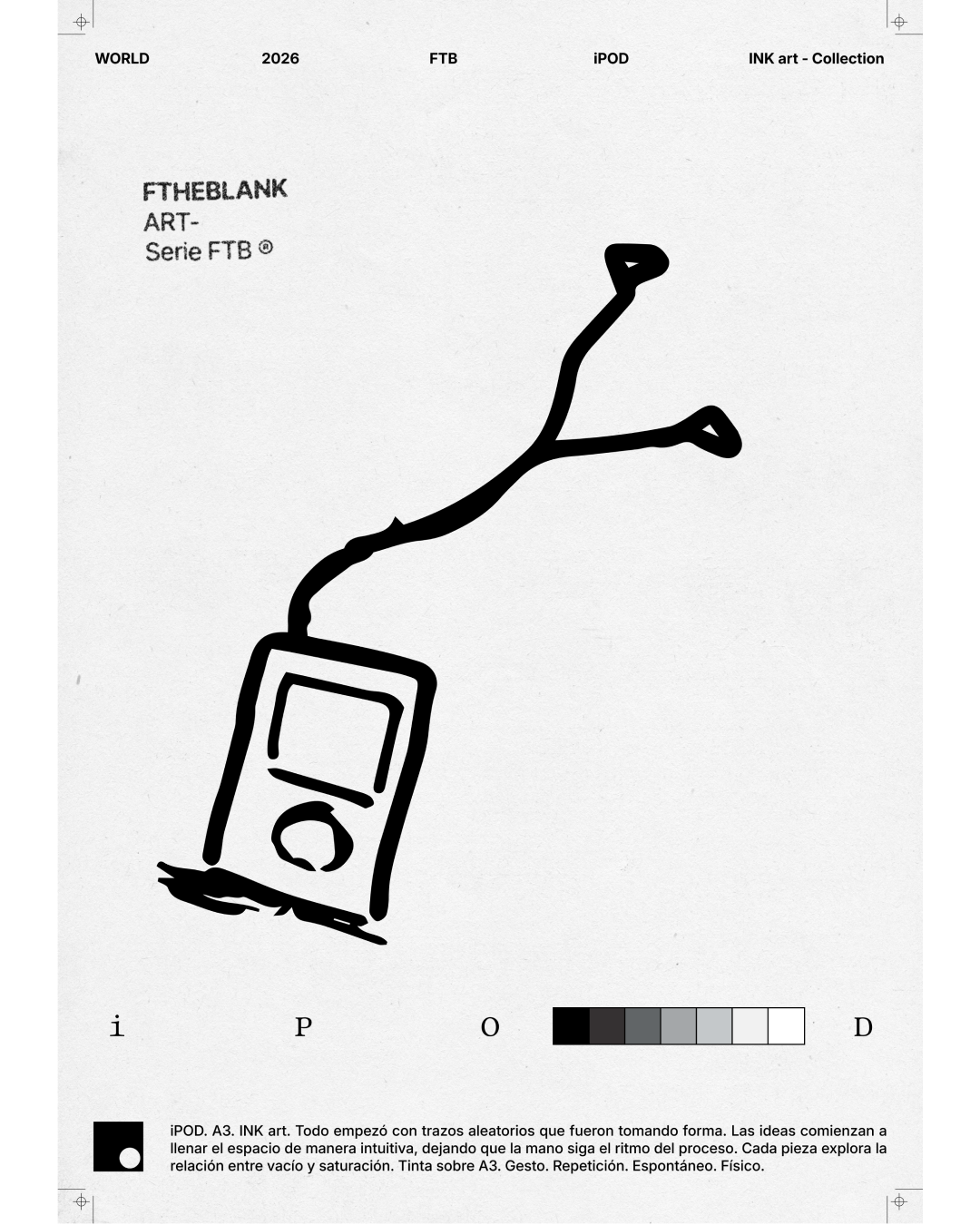 Lámina de Arte "iPOD" - Serie FTB, Ilustración de Tinta Estilo Minimalista y Urbano